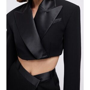 Jonathan Simkhai Black Satin Blazer
